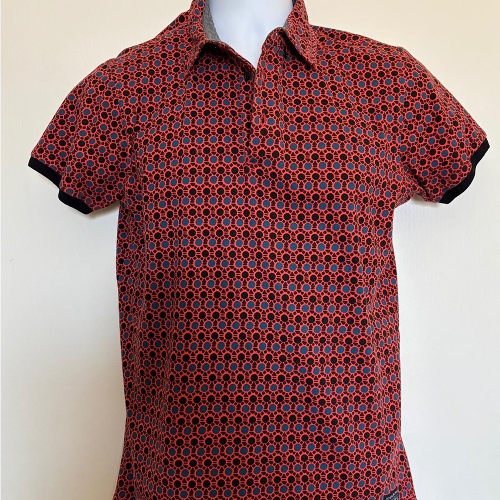 Scotch & Soda Red and Black Geometric Button Down Shirt